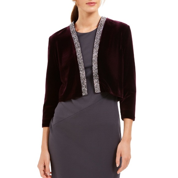 Calvin Klein Sweaters - Calvin Klein velvet shrug Burgundy NWT $79